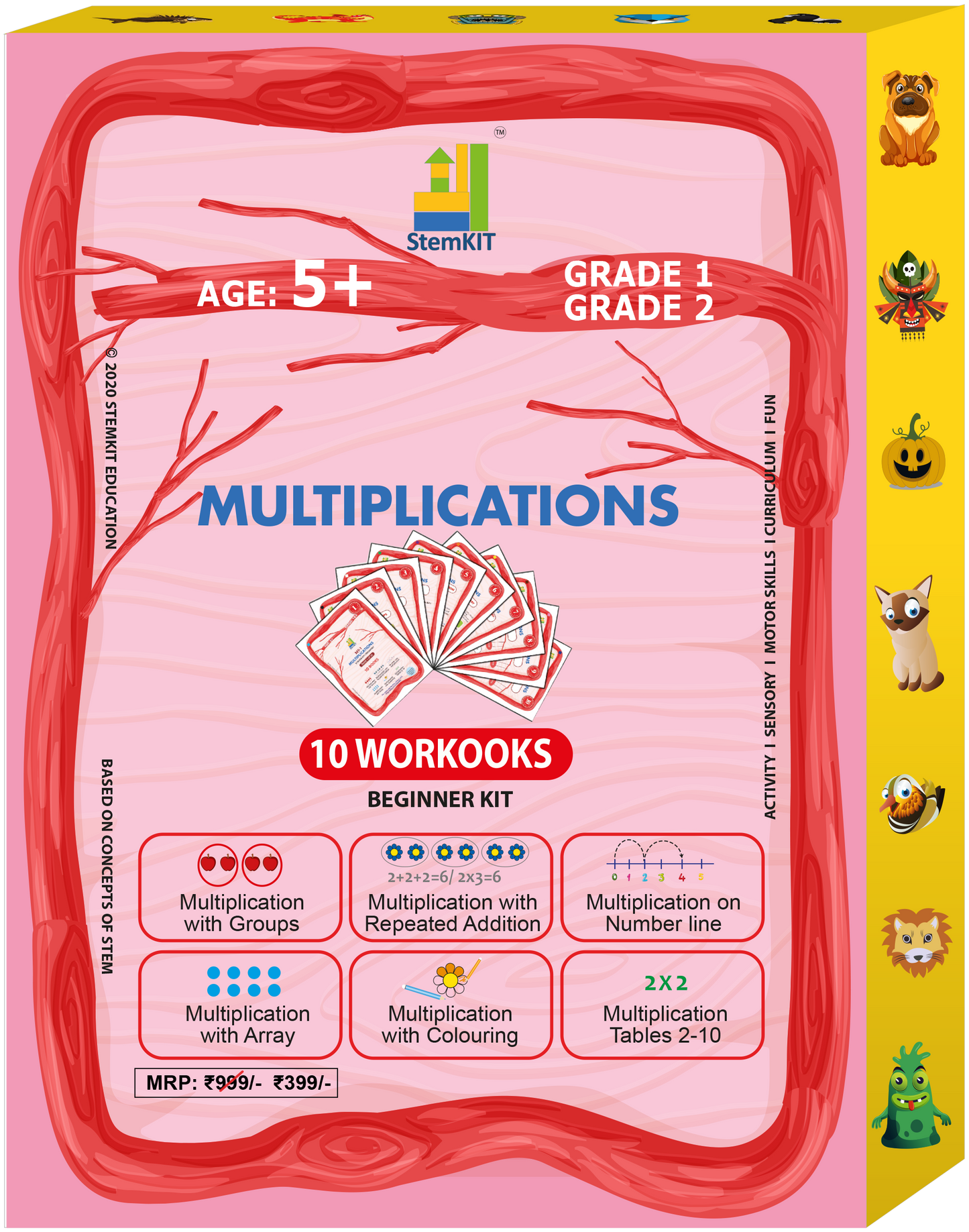 Stemkit Learn Multiplication with mental practies for beginners |10 Workbooks for 4-5+ Year Olds - Activity Oriented